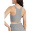 imageODODOS Racerback Tank Bra for Women High Neck Non Padded Medium Support Sports Bra Workout Yoga Crop TopsGrey Heather