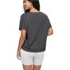 imageODODOS Womens Cozy French Terry Batwing Sleeveless Tee  Soft Crew Neck Curved Hem Relaxed Fit Casual ShirtsCharcoal Heather
