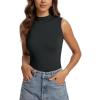 imageODODOS Womens Double Layer Mock Neck Sleeveless Tee UltraSoft Lightweight Basic TShirts Slim Fit Tank TopBlack