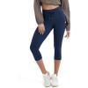 imageODODOS Womens Drawstring Tie Daily Capri Leggings 19quot Inseam High Waist Workout Cropped Yoga PantsNavy