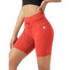 imageODODOS Womens Drawstring Tie Daily Shorts with Pockets 6quot Inseam High Waist Workout Yoga Biker ShortsOrange Red