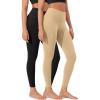 imageODODOS Womens High Waist Workout Leggings 2Pack Tummy Control Yoga Pants  25quot  28quot Inseam ODLEX FabricSquat ProofBlackbeige