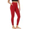 imageODODOS Womens HighWaist 78 Compression Leggings with HighPositioned Pockets Yoga Pants for Running ampamp WorkoutRed