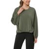 imageODODOS Womens Modal Soft Bubble Hem Sweatshirts Long Sleeve Oversized Top Crew Neck Casual PulloverDark Sage