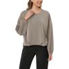 imageODODOS Womens Modal Soft Bubble Hem Sweatshirts Long Sleeve Oversized Top Crew Neck Casual PulloverKhaki