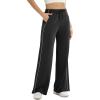imageODODOS Womens Modal Soft Extra Wide Leg Pants with Pockets Drawstring High Waist PullOn Casual PantsPiping Black