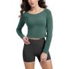 imageODODOS Womens PeachSoft Cropped Long Sleeve Tee Wide Scoop Neck Raglan Sleeves Casual Yoga ampamp Lounge ShirtDark Green