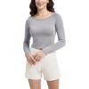 imageODODOS Womens PeachSoft Cropped Long Sleeve Tee Wide Scoop Neck Raglan Sleeves Casual Yoga ampamp Lounge ShirtLight Gray