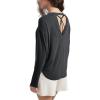 imageODODOS Womens PeachSoft HollowBack Long Sleeve Shirt with Thumb Holes Yoga ampamp Lounge TopBlack