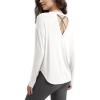 imageODODOS Womens PeachSoft HollowBack Long Sleeve Shirt with Thumb Holes Yoga ampamp Lounge TopMilk White