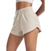 imageODODOS Womens Performance Shorts Ultra Soft Stratum Tech Mid Rise Relaxed Shorts with Pocket 3quot Inseam Moisture WickingEcru Heather