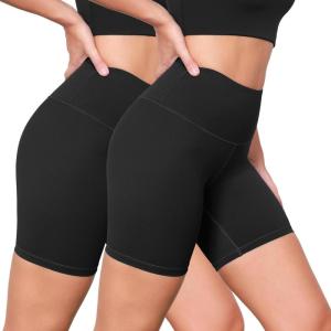 imageODODOS 2Pack High Waist Workout Shorts for Women Tummy Control Workout Gym Athletic Biker Shorts6quot  8quot Inseam1blackblack