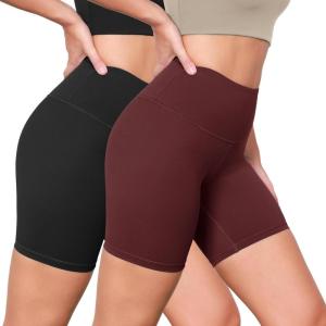 imageODODOS 2Pack High Waist Workout Shorts for Women Tummy Control Workout Gym Athletic Biker Shorts6quot  8quot InseamBlackburgundy