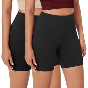 imageODODOS 2Pack High Waist Workout Shorts for Women Tummy Control Workout Gym Athletic Biker Shorts6quot  8quot InseamBlackonyx Black Grey