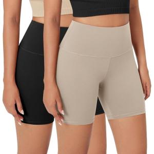 imageODODOS 2Pack High Waist Workout Shorts for Women Tummy Control Workout Gym Athletic Biker Shorts6quot  8quot InseamBlacktaupe