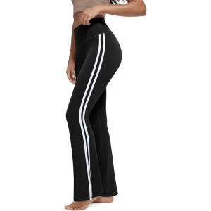 imageODODOS Cloud Feeling Flared Yoga Pants for Women High Waist Casual Bootleg Lounge Pants 30quot32quot InseamPiping Black
