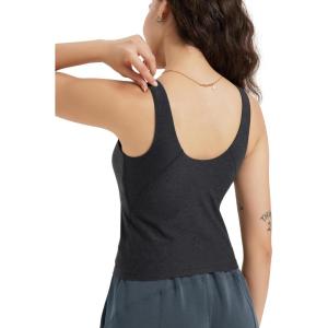 imageODODOS Cloud Feeling Tank Bra for Women U Back Wirefree Longline Sports Bra Yoga Crop TopBlack Heather