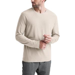 imageODODOS Mens Long Sleeve Performance TShirt  Stratum Tech Tee Ultra Soft Moisture Wicking UPF 50  The Ascent SeriesEcru Heather