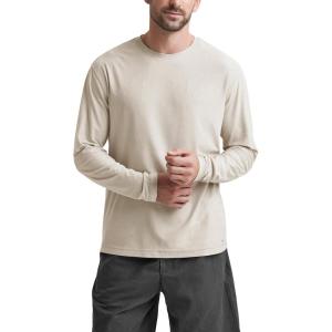 imageODODOS Mens Long Sleeve Performance TShirt  Stratum Tech Tee Ultra Soft Moisture Wicking UPF 50  The Ascent SeriesMilkweed Heather