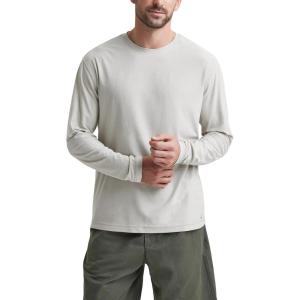 imageODODOS Mens Long Sleeve Performance TShirt  Stratum Tech Tee Ultra Soft Moisture Wicking UPF 50  The Ascent SeriesSalt Heather