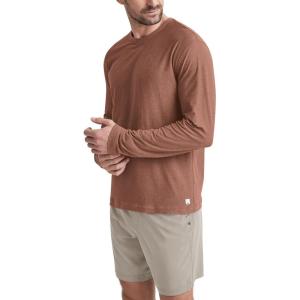 imageODODOS Mens Long Sleeve Performance TShirt  Stratum Tech Tee Ultra Soft Moisture Wicking UPF 50  The Ascent SeriesTamarind Heather