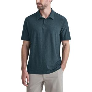 imageODODOS Mens Performance Polo Stratum Tech Shirts Ultra Soft Moisture Wicking UPF 50 Fitness TopsThe Ascent SeriesNavy Heather