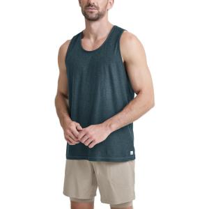 imageODODOS Mens Performance Tank  Stratum Tech Tee Ultra Soft Moisture Wicking UPF 50 Sleeveless Shirts The Ascent SeriesNavy Heather