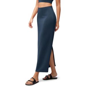 imageODODOS Modal Soft Maxi Skirt for Women Back Slit High Waist Casual Long Pencil SkirtsDeep Blue