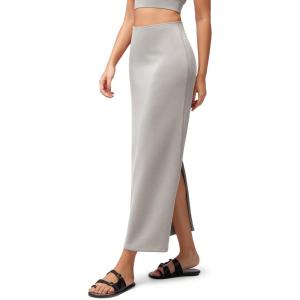 imageODODOS Modal Soft Maxi Skirt for Women Back Slit High Waist Casual Long Pencil SkirtsLight Gray