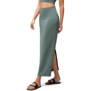 imageODODOS Modal Soft Maxi Skirt for Women Back Slit High Waist Casual Long Pencil SkirtsSlate Green