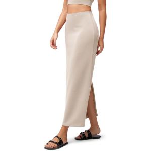imageODODOS Modal Soft Maxi Skirt for Women Back Slit High Waist Casual Long Pencil SkirtsSmokey Taupe