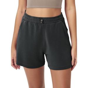 imageODODOS Modal Soft Relaxed Shorts for Women Adjustable Shockcord High Waist Casual Shorts with Pockets  4quot  6quot InseamBlack