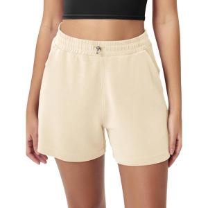 imageODODOS Modal Soft Relaxed Shorts for Women Adjustable Shockcord High Waist Casual Shorts with Pockets  4quot  6quot InseamButter Cream