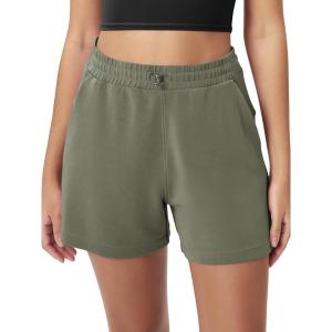 imageODODOS Modal Soft Relaxed Shorts for Women Adjustable Shockcord High Waist Casual Shorts with Pockets  4quot  6quot InseamDark Sage