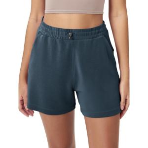 imageODODOS Modal Soft Relaxed Shorts for Women Adjustable Shockcord High Waist Casual Shorts with Pockets  4quot  6quot InseamDeep Blue