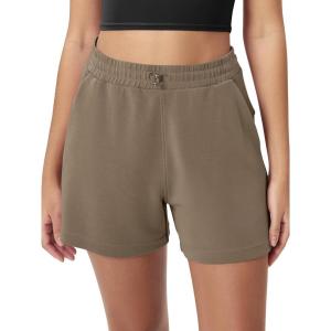 imageODODOS Modal Soft Relaxed Shorts for Women Adjustable Shockcord High Waist Casual Shorts with Pockets  4quot  6quot InseamEspresso