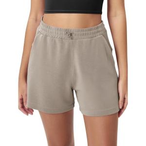 imageODODOS Modal Soft Relaxed Shorts for Women Adjustable Shockcord High Waist Casual Shorts with Pockets  4quot  6quot InseamKhaki