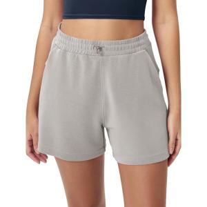 imageODODOS Modal Soft Relaxed Shorts for Women Adjustable Shockcord High Waist Casual Shorts with Pockets  4quot  6quot InseamLight Gray