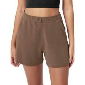 imageODODOS Modal Soft Relaxed Shorts for Women Adjustable Shockcord High Waist Casual Shorts with Pockets  4quot  6quot InseamNutria