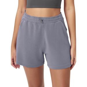 imageODODOS Modal Soft Relaxed Shorts for Women Adjustable Shockcord High Waist Casual Shorts with Pockets  4quot  6quot InseamPurple Gray