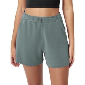 imageODODOS Modal Soft Relaxed Shorts for Women Adjustable Shockcord High Waist Casual Shorts with Pockets  4quot  6quot InseamSlate Green