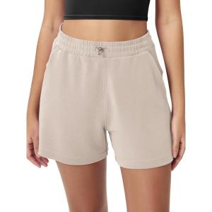 imageODODOS Modal Soft Relaxed Shorts for Women Adjustable Shockcord High Waist Casual Shorts with Pockets  4quot  6quot InseamSmokey Taupe