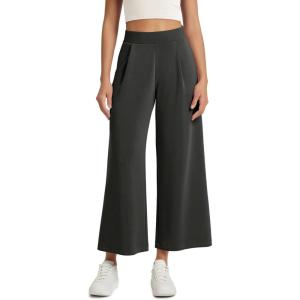 imageODODOS Modal Soft Wide Leg Cropped Pants for Women High Waist Casual Relaxed Pants with Pockets25 InseamClassic Black