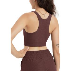 imageODODOS Racerback Tank Bra for Women High Neck Non Padded Medium Support Sports Bra Workout Yoga Crop TopsJava Heather