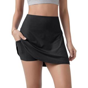 imageODODOS Womens Athletic Tennis Skorts with Pockets Builtin Shorts Golf Active Skirts for Sports Running Gym TrainingBlack Heather