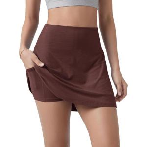 imageODODOS Womens Athletic Tennis Skorts with Pockets Builtin Shorts Golf Active Skirts for Sports Running Gym TrainingJava Heather