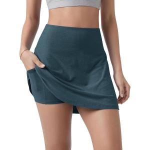 imageODODOS Womens Athletic Tennis Skorts with Pockets Builtin Shorts Golf Active Skirts for Sports Running Gym TrainingNavy Heather
