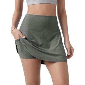 imageODODOS Womens Athletic Tennis Skorts with Pockets Builtin Shorts Golf Active Skirts for Sports Running Gym TrainingSmoke Heather