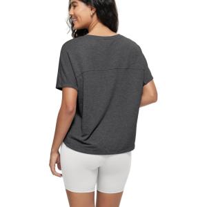 imageODODOS Womens Cozy French Terry Batwing Sleeveless Tee  Soft Crew Neck Curved Hem Relaxed Fit Casual ShirtsCharcoal Heather