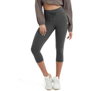 imageODODOS Womens Drawstring Tie Daily Capri Leggings 19quot Inseam High Waist Workout Cropped Yoga PantsCharcoal